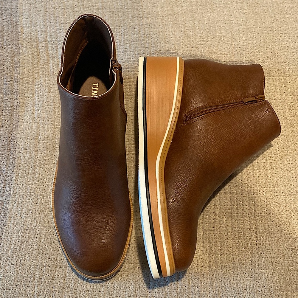 new (without tags) brown wedge bootie - super lightweight + comfy. never worn